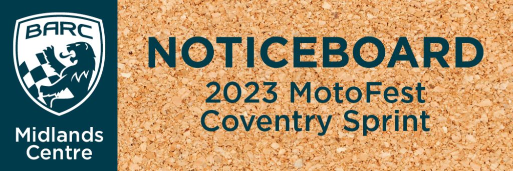 Noticeboard 2023 MotoFest Coventry Sprint 1048x350px